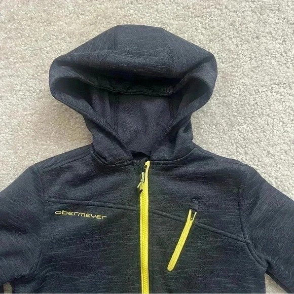 Obermeyer Ski Snowboarding Hoodie Sweatshirt 47001 Black Boy Sz Small Full Zip - Picture 5 of 16